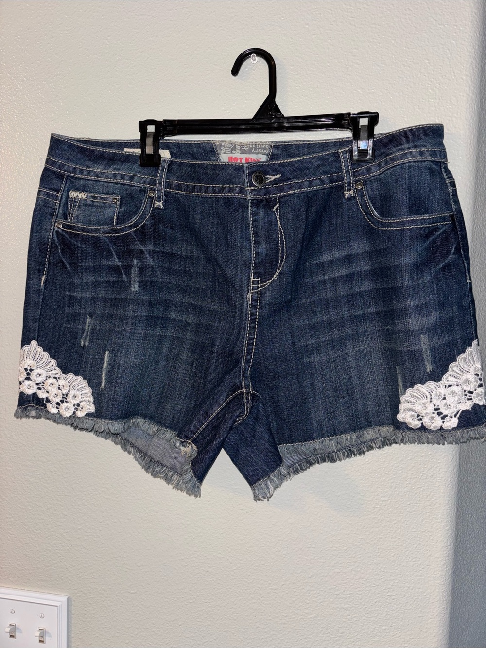 Hot Kiss CiCi Crochet Lace Cut Off Denim Size 20